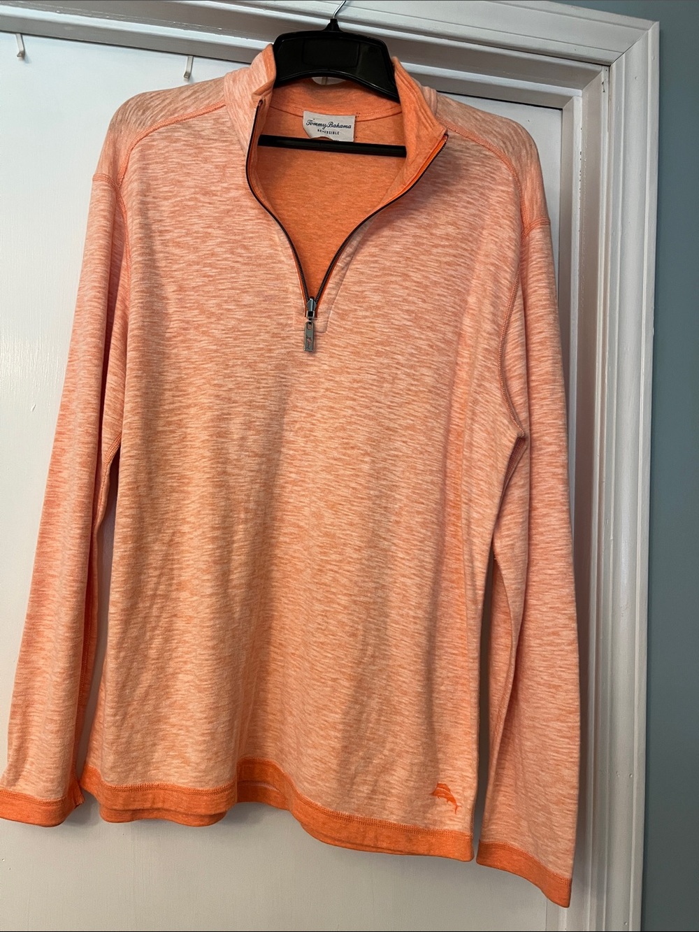 Tommy Bahama Heathered Peach Orange Quarter-Zip Pullover